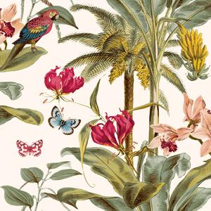 DUTCH WALLCOVERINGS Wallpaper Tropical Palm Green and Pink
