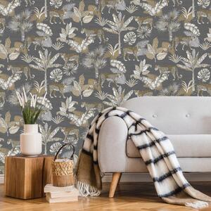 DUTCH WALLCOVERINGS Wallpaper Leopard Grey and Beige
