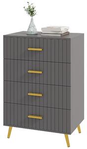 HOMCOM Bedroom Chest of Drawers, Modern 4-Drawer Dresser, Storage Drawer Unit with Aluminium Legs, Dark Grey Aosom UK