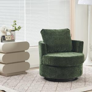Chenille Swivel Recliner with Back Cushion, Thick Foam Pad, Oversize 360 Degree Swivel Round Sofa with 3 Pillows, 78.5x83x86 cm, Green Aosom UK
