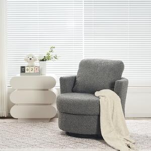 Chenille Bedroom Chairs with Back Cushion and Thick Foam Pad, Oversize 360 Degree Swivel Armchair with Pillows, 78.5x83x86 cm, Medium Grey Aosom.UK