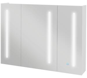 Kleankin Bathroom Wall Wardrobe with Light, Bathroom Storage Cupboard with USB Charge, Adjustable Shelf, 90L x 15H x 70Dcm, White