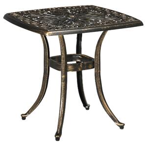 Outsunny Outdoor Patio Side Table with 38mm Dia. Umbrella Hole, Cast Aluminium Patio coffee Table, 54 x 54cm, Bronze