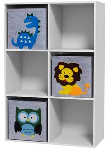 ZONEKIZ Kids Toy Storage Box, with Three Non-Woven Fabric Drawers, Sturdy, 61.8 x 29.9 x 91.5 cm, White