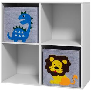 ZONEKIZ Toy Storage Box for Children with Dual Non-Woven Fabric Bins, 61.8 x 29.9 x 61.8 cm, White