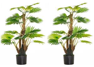 HOMCOM 2 Pack Artificial Plant Palm Tree in Pot, Fake Plants for Home Indoor Outdoor Decor, 135cm, Green