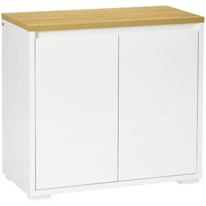 HOMCOM Kitchen Sideboard Cabinet, Double Doors Storage with Adjustable Shelf, Elegant for Living Room, Entryway, White