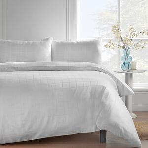 Catherine Lansfield Woven Check Bed Linen Fitted Sheet White