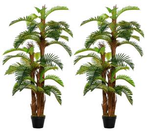Outsunny Set of 2 Artificial Plant Tropical Palm in Pot, Fake Plants for Home Indoor Outdoor Decor, 150cm, Green