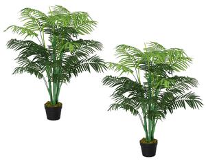 Outsunny Artificial Palm Tree in Pot, 2 Pack Fake Plants, Home Indoor Outdoor Decor, 125cm, Green