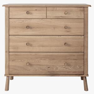 Rebecca Oak Chest of Five Drawers in Natural
