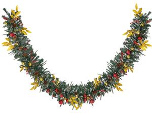 HOMCOM 9ft Non-Lit Garland for Christmas Decorations Green Holiday Decor Artificial Greenery with Pine Cones, Colorful Balls, Leaves