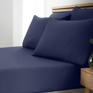 Catherine Lansfield So Soft Easy Iron Bed Linen Fitted Sheet Navy Blue