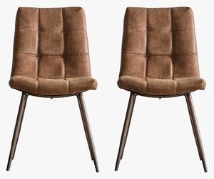 Charles Dining Chair in Brown, Set of Two