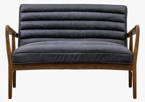 Scott Two-Seater Leather Sofa in Black Graphite