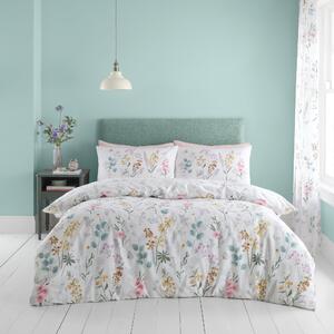 Catherine Lansfield Emilia Floral Duvet Cover Bedding Set White Green