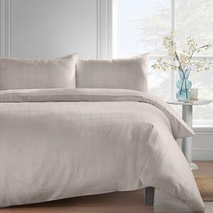 Catherine Lansfield Woven Check Bed Linen Fitted Sheet Natural