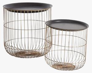 Lila Round Cage Side Tables in Gold, Set of Two