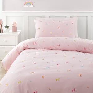 Catherine Lansfield Embroidered Unicorn Duvet Cover Bedding Set Pink