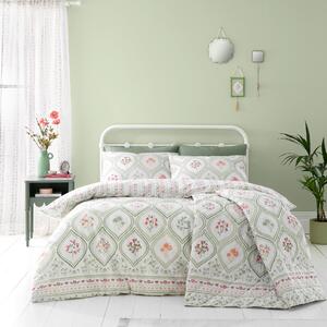 Catherine Lansfield Cameo Floral Duvet Cover Bedding Set Natural