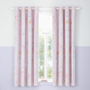Catherine Lansfield Fairytale Unicorn 66x72 Ready Made Eyelet Curtains Pink