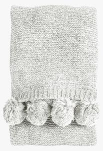 Gazelle Knitted Throw with Pom Poms in Cream