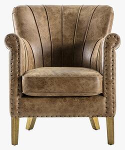 Delta Leather Armchair in Coffee
