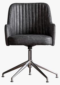 Ohara Grey Leather Swivel Chair
