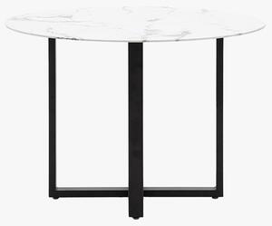 Crisscross Dining Table in White Marble