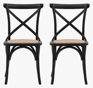 Theodore Rattan Dining Chair in Black - Set of 2