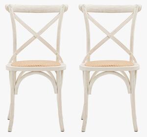 Theodore Rattan Dining Chair in White - Set of 2