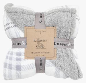 Plaid Sherpa Throw in Grey