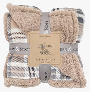 Plaid Sherpa Throw in Natural