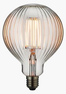 Garnet LED ribbed globe shaped bulb with clear glass