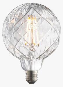 Garnet LED grooved globe shaped bulb with clear glass