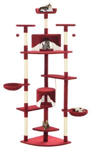 Cat Tree with Sisal Scratching Posts 203 cm Red and White