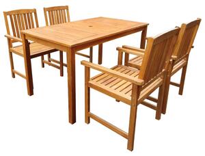 5 Piece Outdoor Dining Set Solid Acacia Wood