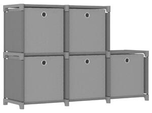 5-Cube Display Shelf with Boxes Grey 103x30x72.5 cm Fabric