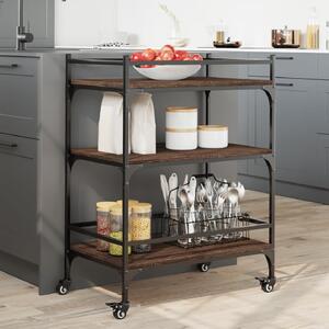 Byron Wooden Kitchen Trolley With 3 Shelves In Brown Oak