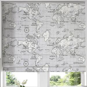 Maps Made to Measure Roman Blind Grey