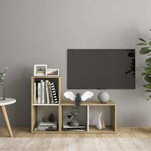 TV Cabinets 2 pcs White and Sonoma Oak 72x35x36.5 cm Chipboard