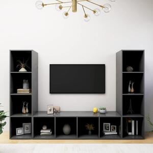 TV Cabinets 3 pcs Grey 142.5x35x36.5 cm Chipboard