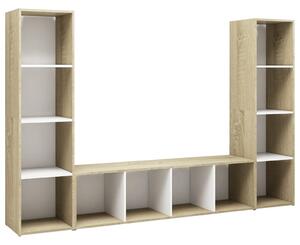 TV Cabinets 3 pcs White & Sonoma Oak 142.5x35x36.5 cm Engineered Wood