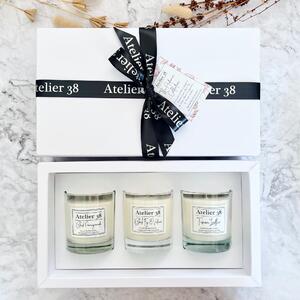 Atelier 38 Black Pomegranate, Black Fig & Vetiver, & Tuscan Leather Soy Candle Gift Set