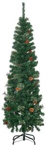 HOMCOM 5.5' Tall Pencil Slim Artificial Christmas Tree with Realistic Branches, 412 Tip Count and 21 Pine Cones, Pine Needles Tree, Xmas Decoration
