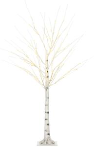 HOMCOM 5ft Artificial White Birch Tree Light with 96 Warm White Pre-Lit LED Light for Indoor and Covered Outdoor Use