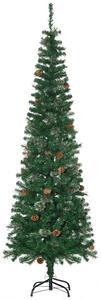 HOMCOM 6.5' Tall Slim Christmas Tree Artificial with Realistic Branches, 556 Tip Count and 27 Pine Cones, Xmas