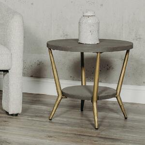 Telluride Wooden Round Lamp Table In Grey Concrete Effect