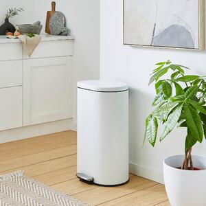 Oval 30 Litre Stainless Steel Pedal Bin White
