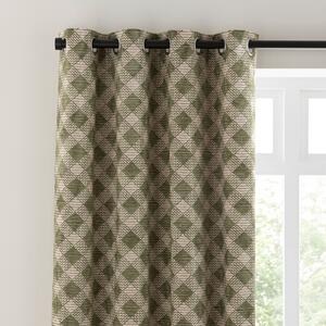 Brody Check Thermal Eyelet Curtains Olive